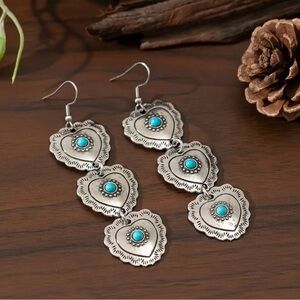 Western Turquoise Heart Earrings